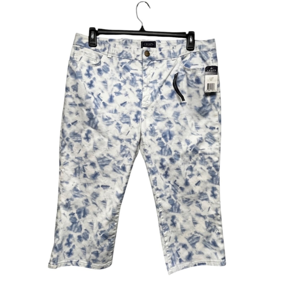 Chaps‎ Denim Womens Blue White Tie Dye Capri Cropped Jeans Size 16 NEW